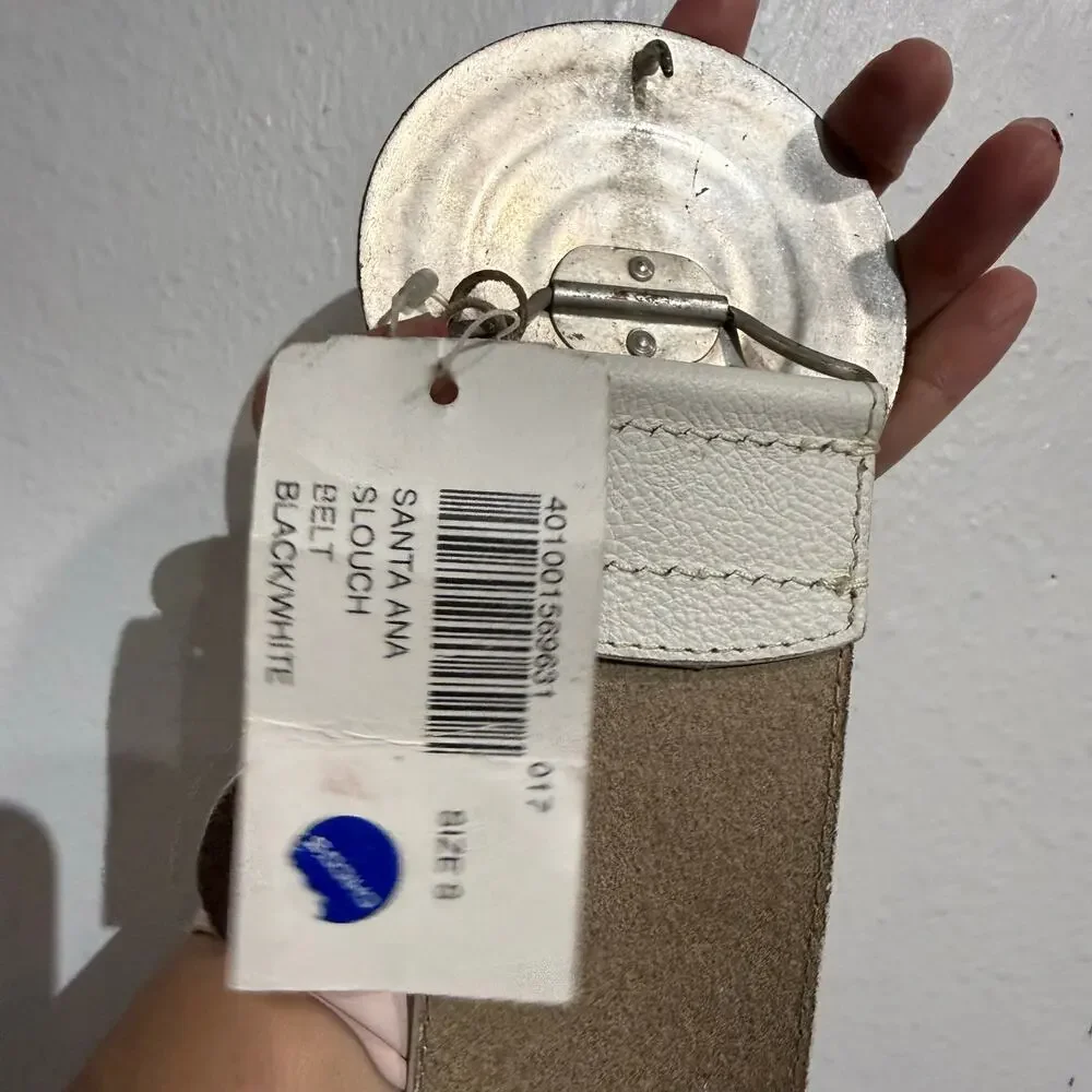 Chico’s White Genuine Leather Santa Ana Slouch Belt Size S NWT